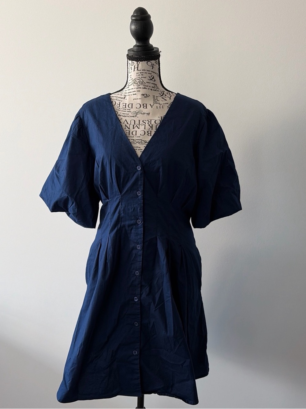 Classic Navy Button-Front Women's Dress